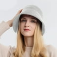 thumbnail image 3 of Womens Knit Buckle Hat Braided Floppy Winter Warm Fisherman Foldable Sun Bowler Hat Gray, 3 of 5