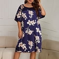 thumbnail image 5 of DHFJKG Womens Nightgowns Short Sleeve Silk Satin Sleepwear Plus Size Knee Length Floral Sleep Dress Summer Scoop Neck Lightweight Nightdress Cozy Home Clothes, 5 of 6