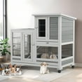thumbnail image 1 of YODOLLA 37" Indoor Rabbit Hutch with Run, Small Animal Cage with Wheels, Removable Leak-Proof Trays, 1 of 7