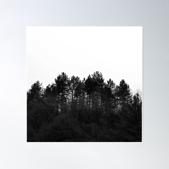 Black And White Modern Minimalist Woodland Forest Crest Poster Wall Art, Modern Wall Decor, 16x16 UNFRAMED
