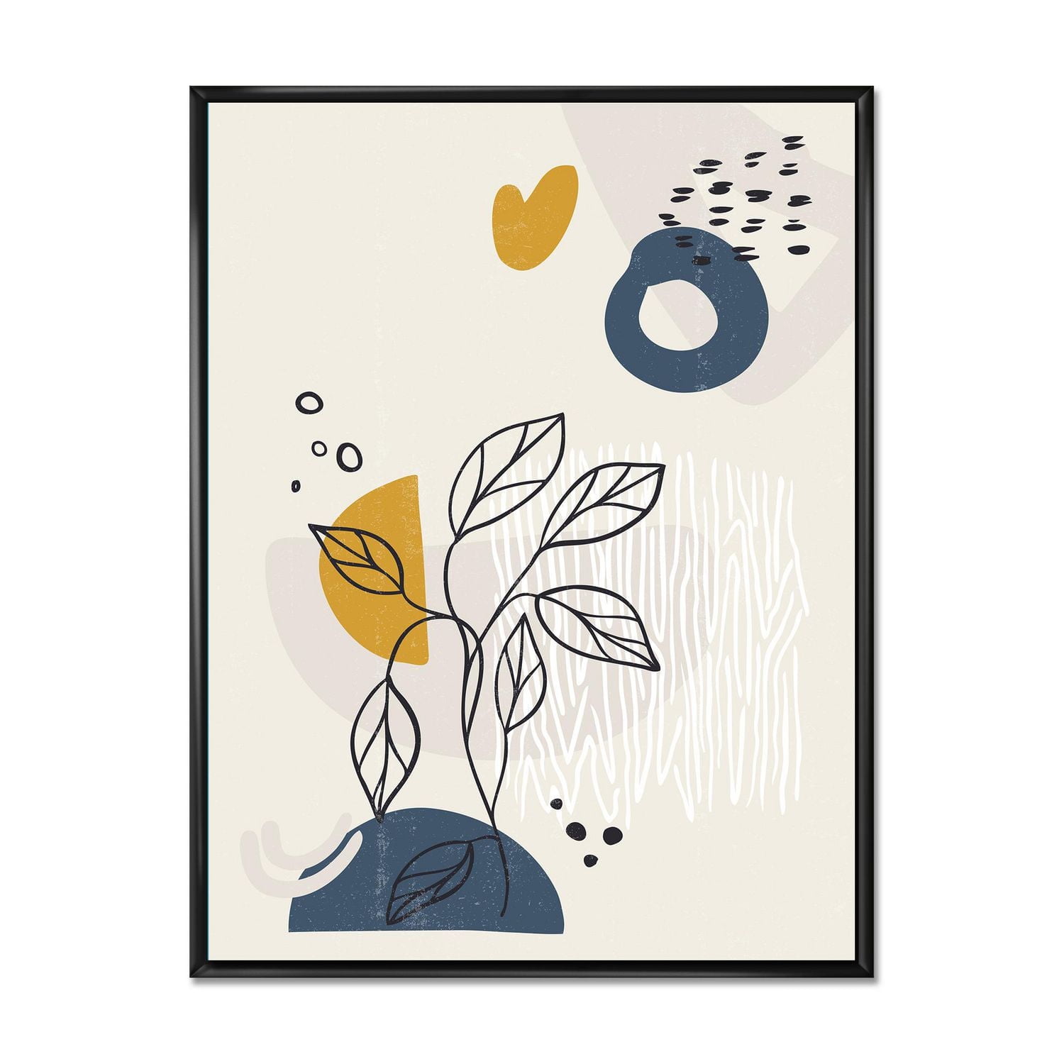 Designart Vintage Boho Minimalistic Flowers II FLOAT FRAME WALL ART