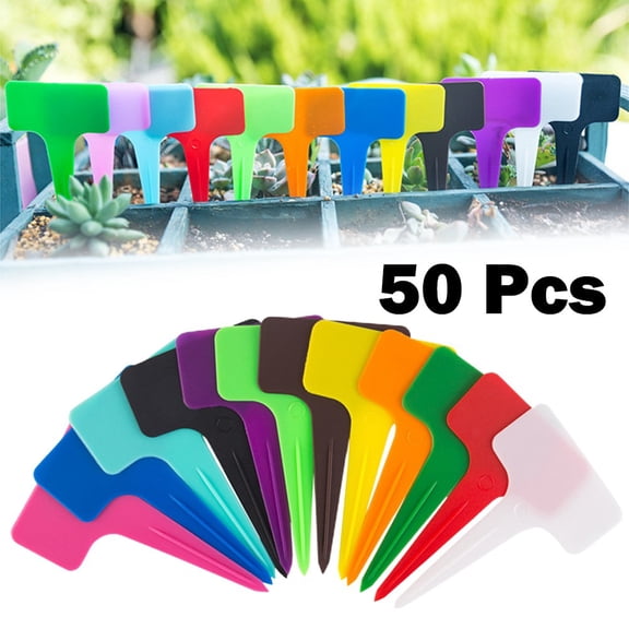 yaaqii 50pcs Plastic T Plant Labels Garden Pot Tray Flower Tag Marker