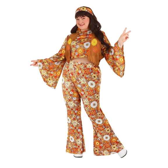 Plus Size Autumn Flower Hippie Costume