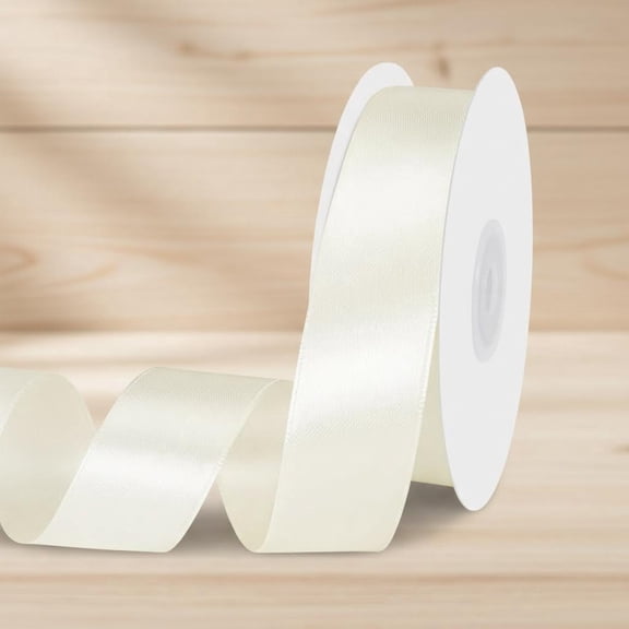 Ivory Ribbon Double Faced Cream Satin Ribbon for Crafts Gift Wrapping Home Decor Hair Bows Wedding Event Decorations