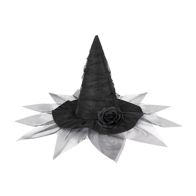 Tocado de vestido elegante Sonducket de satén negro con bonitas decoraciones florales sombrero para fiesta de Halloween