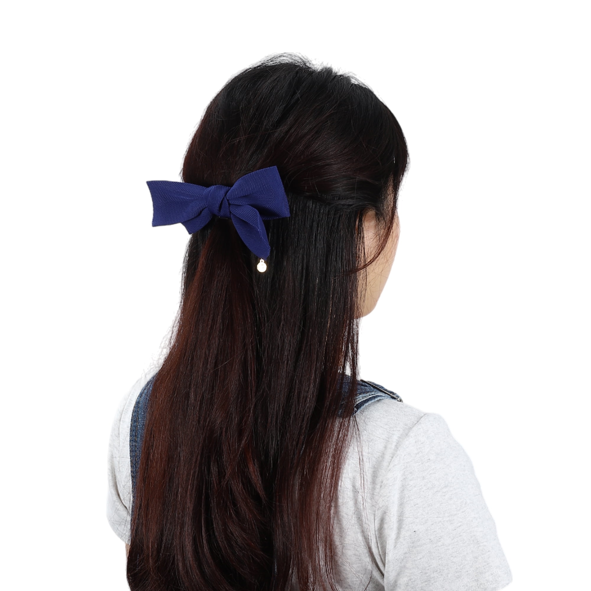 Unique Bargains Classic Bow Hair Clips Hairdo Clip Blue