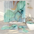 thumbnail image 2 of Ensemble de Rideau de Douche en Marbre Vert 4 Pcs avec Tapis Rideaux de Salle de Bain Ensemble de Douche Tapis de Toilette Couvercle Tapis Ensembles de Salle de Bain Ensembles de Rideau de Douche avec 12 Crochets, 72"x72 Pouces, 2 of 5