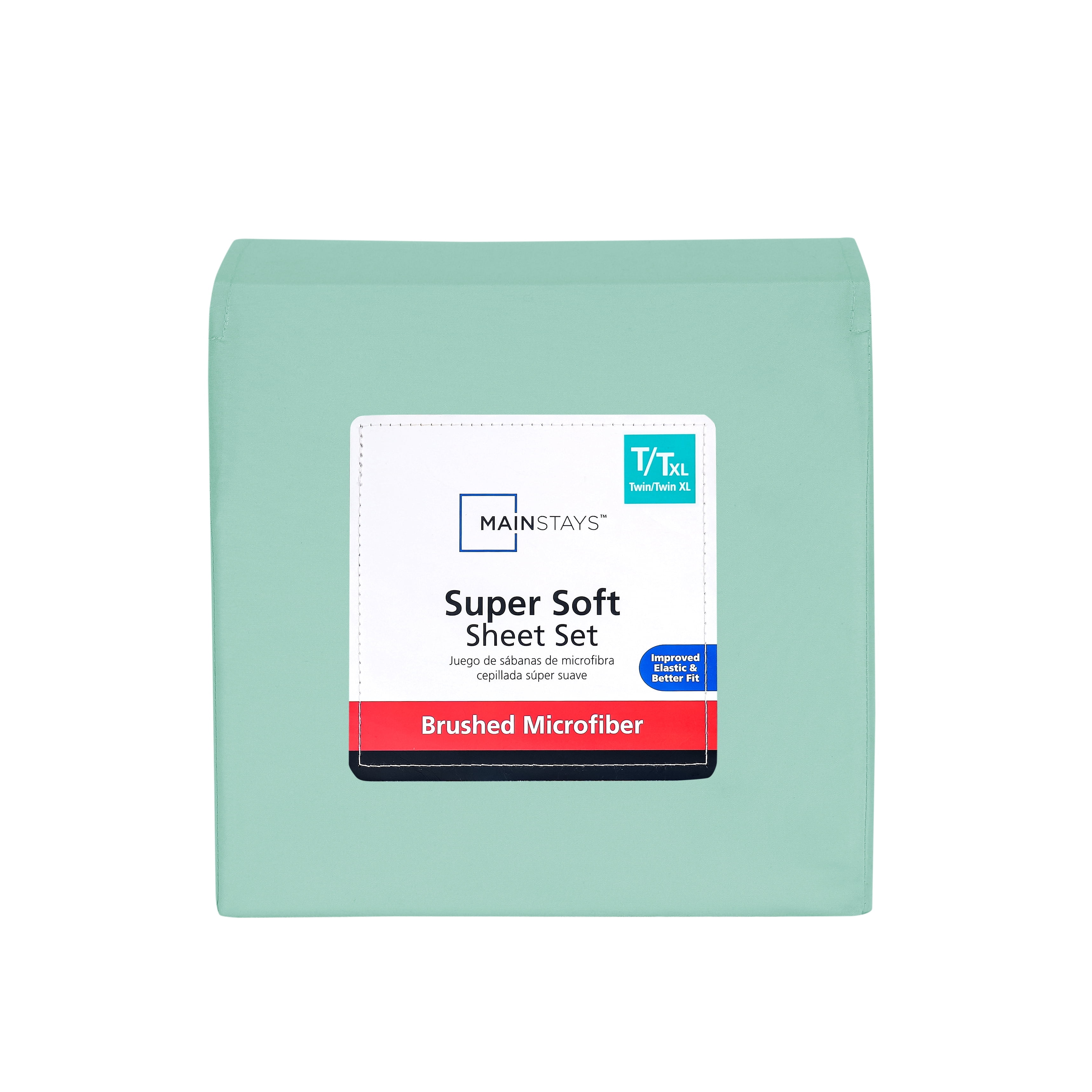 Mainstays Super Soft Brushed Microfiber Bed Sheet Set, Green Mint, Twin-XL, 3 Piece