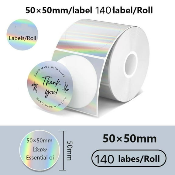 Holographic Thermal Labels Compatible with Phomemo, Munbyn, Rollo, Xprinter,Marklife for Barcode, Price Tags, Shipping & Logo Design