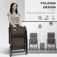 thumbnail image 3 of 2 Pcs Chaises Pliantes d'Extérieur en Osier avec Dossier Réglable, Brun, 3 of 7