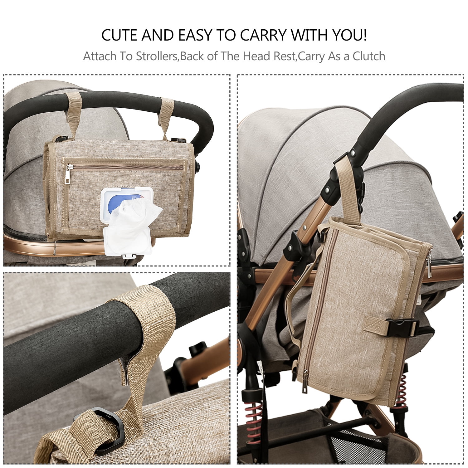 SPEKSEE Portable Diaper Changing Pad - Outdoor Travel Foldable Waterproof Diaper Bag with Shoulder Strap and Wet Wipes Pocket