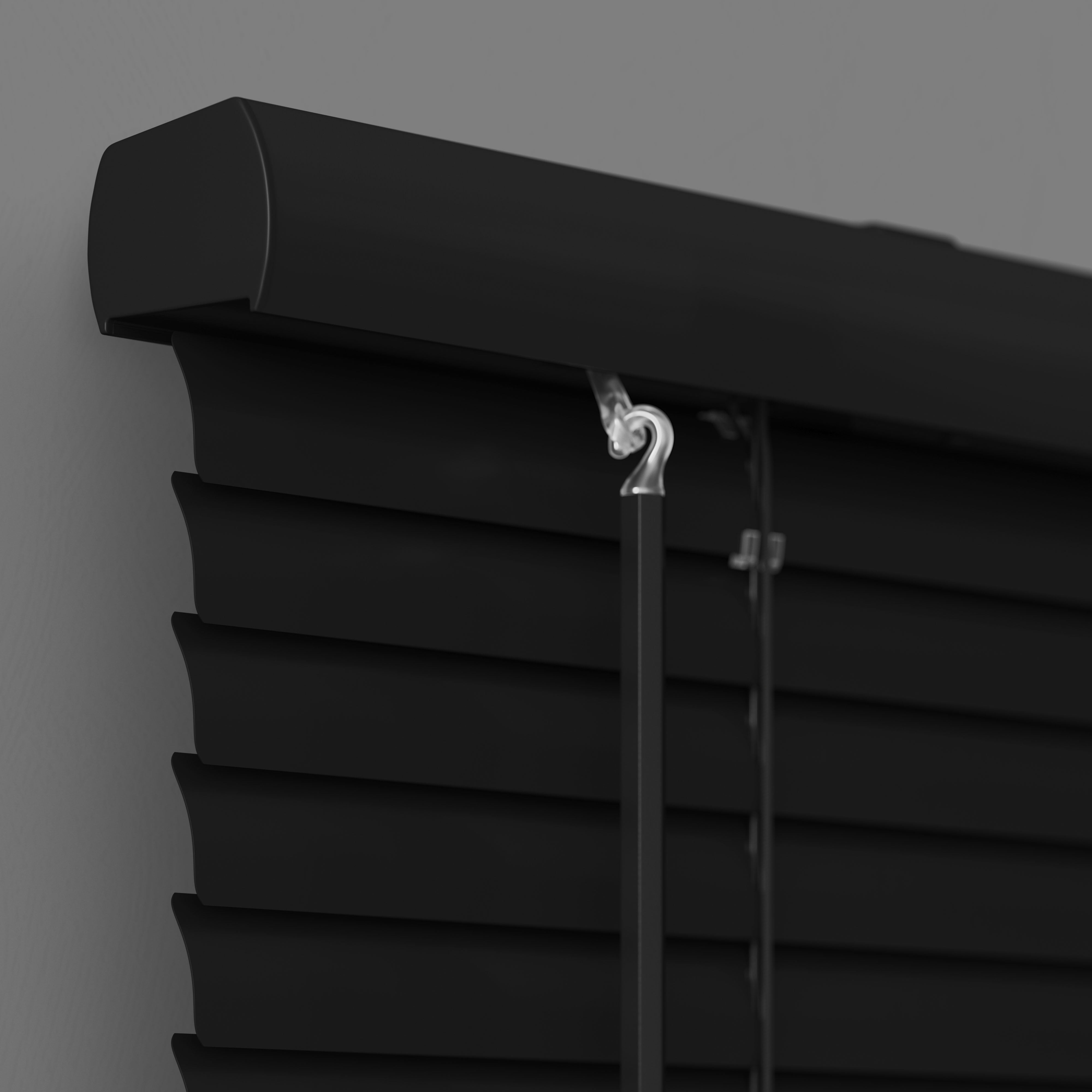 Lumino 1" Vinyl Cordless Room Darkening Mini Blinds, Black, 29"W x 36"L