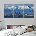 thumbnail image 3 of ONETECH Canvas Wall Art Prints Picture Snowy Longs Peak Rocky Mountains Downtown Denver Colorado skyscrapers Framed Large Size Artwork Wall Painting Home Decor Ready to Hang 12''x16''X3 Panels, 3 of 4