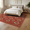 thumbnail image 3 of ODIKA 6'x9' Washable Area Rug Oriental Allover With Vintage Medallion And Vines Boho Floral Refined Structured for Queen Size Bedroom, Under Bed, Master Suite, Easy Care, Non-Shedding, 3 of 7