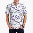 thumbnail image 3 of Balery Lavender Flowers Printed Men’s Short Sleeve Polo Shirt, Midweight Men's Shirt,Golf Polo shirts -Medium, 3 of 9