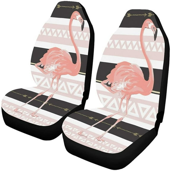 ZHANZZK Set of 2 Car Seat Covers Pink Flamingos Universal Auto Front Seats Protector Fits for Car,SUV Sedan,Truck