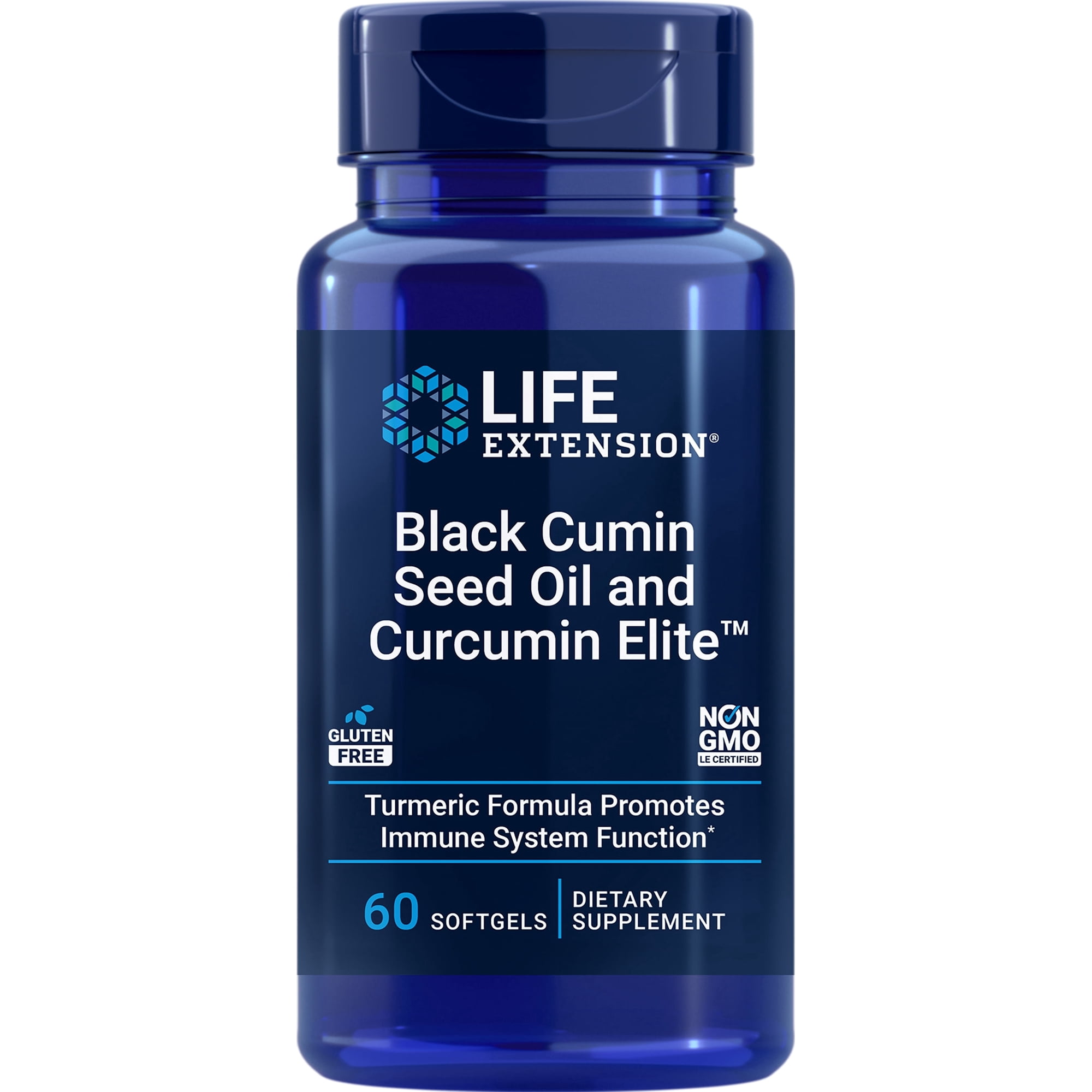 Life Extension Black Cumin Seed Oil and Curcumin Elite™, black cumin, turmeric extract, immune health support, high bioavailability, whole-body health, gluten free, non-GMO, 60 softgels