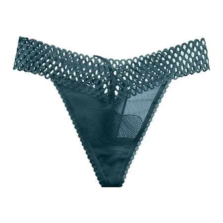 

Womens Lace Panties Seamless Adjustable Low Waist Ultra Thin See Through Mesh Thong Panties