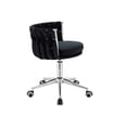 thumbnail image 3 of Silla para tocador con ruedas, en terciopelo diseño trensado, altura ajustable, giratorio, acolchonado, estructura cromada, vanguardista, SKU EL19172-1 CH NEGRO TERCIOPELO, 3 of 5