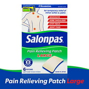 Salonpas, Pain Relieving Patch, LARGE, 6 Count (Pack of 1), Pain Relieving Patch for Back Pain, Neck Pain, Shoulder Pain, Knee Pain, Muscle Soreness and Pain, Joint Pain, Up to 8 Hours of Pain Relief