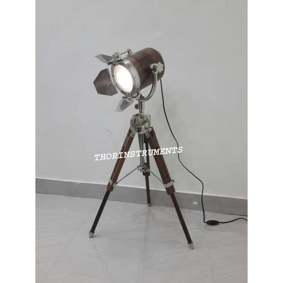 Royal Beautiful Nautical Wooden Spot Light Tripod Lamp Gifts