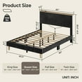 thumbnail image 4 of Bestier Queen Platform Bed with Adjustable Storage Headboard Shelf, LED Corduroy Upholstered Bed Frame, Black, 4 of 10