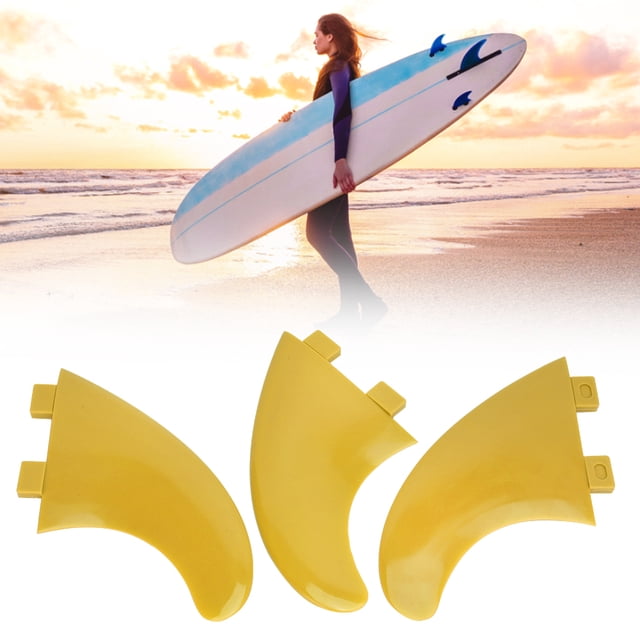 3pcs Surf Fin Wear Resistant Surfboard Thruster PVC FCS G5 Lightweight Surfboard Tail Fin for Surfboards Shortboards Green,Yellow