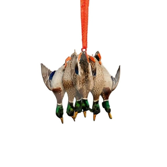 Duck Hunting Ornaments for Christmas Tree, Acrylic Mallard Duck Hunting Ornament for Car Mirror 2D Flat Xmas Hanging Decoration for Animals Lovers, Kids Gifts, Keepsake