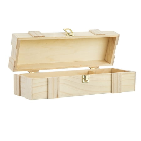 Darice Hinged Unfinished Wooden Wine Box with Clasp