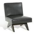 thumbnail image 5 of SAFAVIEH Couture Deasha Modern Vegan Leather Solid Accent Chair, Black/Walnut, 5 of 8