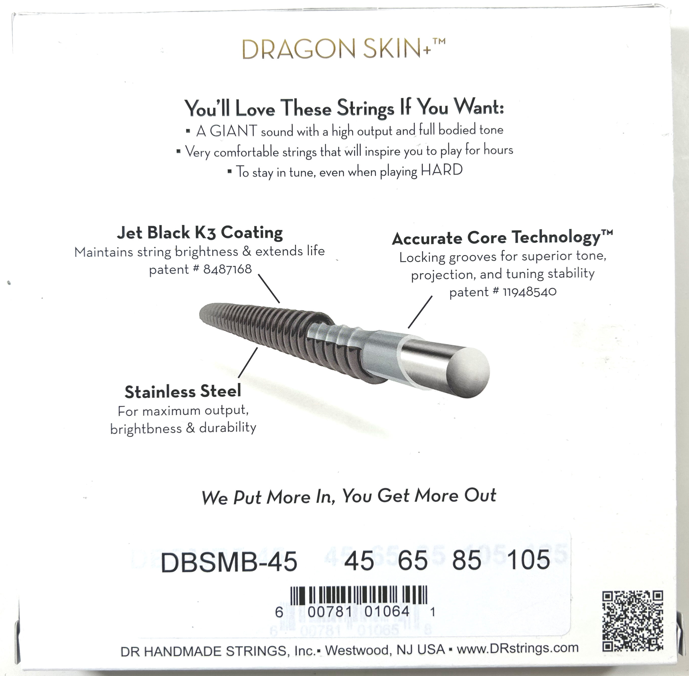 DR Bass Guitar Strings Black Dragon Tapered Multi Scale 45-105 Black Coated