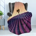 thumbnail image 4 of Tree Soft Flannel Fleece Blanket, Lavender Flowers Blooming Field and a Tree Uphill on Sunset Valensole France Print, Cozy Plush for Indoor and Outdoor Use, 50" x 70", Purple Peach, by Ambesonne, 4 of 5
