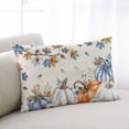 thumbnail image 2 of Orange Blue Pumpkin Fall Throw Pillow Cover 12 x 20 Inch Decorative Pillow Cover Thanksgiving Maple Leaves Branch Lumbar Pillowcase Seasonal Rectangle Cushion Case for Couch Sofa Bed Living Room, 2 of 7
