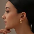 thumbnail image 2 of Charmsy 14K Gold Plated 925 Sterling Silver Post Filigree Hoop Earrings for Women | Small Love Heart Click-Top Oval Hoops Earring | Hypoallergenic Trendy Jewelry | Size 25mm, 2 of 5