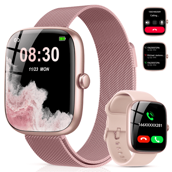 Smart Watch for Women(2 Bands), Smartwatch Fits for Android and IPhone with AI Voice Assistant, 1.83" HD Fitness Tracker Watch, Bluetooth Calls/Answer, 120 Plus Sports Mode, IP68 Waterproof, for Gift