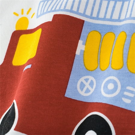 

TOWED22 Tshirts For Toddler Toddler Kids Baby Boys Girls Cars Print Short Sleeve Crewneck T Shirts Tops Tee Clothes Kids Tshirt Red