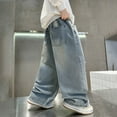 thumbnail image 5 of Otqutp Baggy Ripped Denim Jeans for Boys Straight Wide Leg Distressed Hip Hop Loose Fit Casual Denim Pants with Pockets, 5 of 6