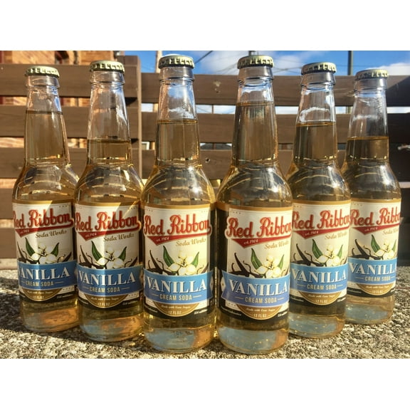 Red Ribbon Vanilla Cream Soda 6 BOTTLES - Natrona Bottling Co. - Pittsburgh PA