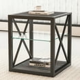 thumbnail image 2 of Toauuo 1-Piece Modern End Table Nightstand - Tempered Glass & Rustic Wood Grain MDF, Industrial Style Side Table for Bedroom & Living Room, 2 of 19