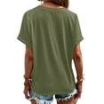 thumbnail image 4 of Solid Color V-Neck Women Short Sleeved Button Henley T-Shirt Tops, 4 of 4