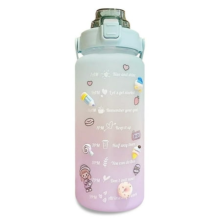 

Water Bottle with Times to Drink and Straw Motivational Drinking Water Bottles with Carrying Strap