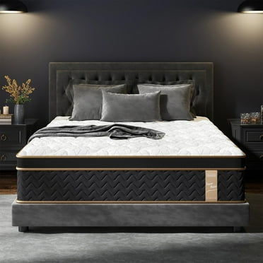 10 Inch Queen Mattress in a Box, HSUNNS Hybrid Mattress with Gel Memory Foam and Individual Pocket Spring, Fiberglass-Free Mattress, CertiPur-US and OEKO-TEX Certified, Black