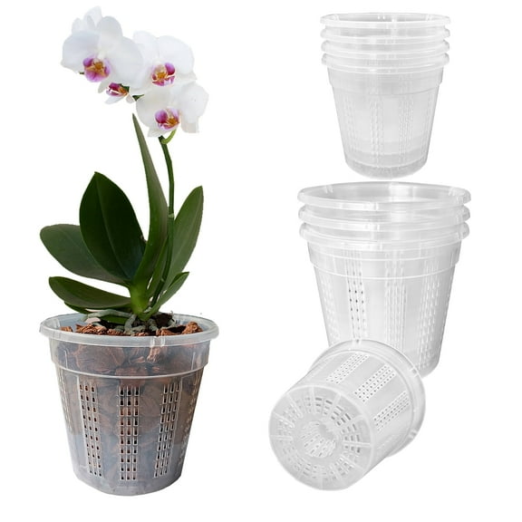 8 Pack Orchid Pot Orchid Pots with Holes Clear Plastic Plant Pot for Indoor Outdoor Plants Orchid Pots for Repotting