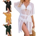 thumbnail image 1 of Mujer Bikini Cover Up Hollow Out Manga De Murciélago Patrón Liso Casual Transpirable Beach Top Blanco XL, 1 of 7