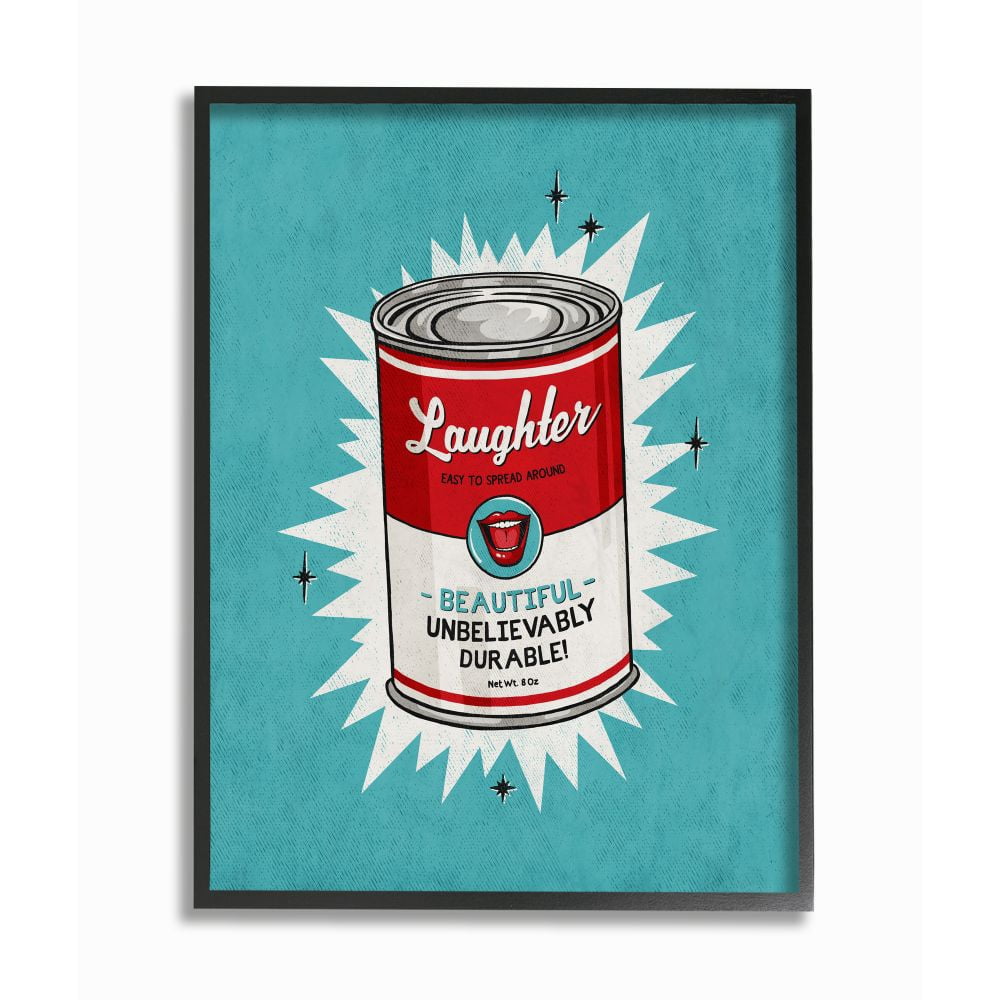 Stupell Industries Canned Laughter Funny Vintage Comic Book Design Framed Wall Art by Ester Kay