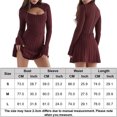 thumbnail image 2 of Vestido Vestido de manga larga acampanado de punto Una línea Vestido ahuecado Jersey Hotsweet Clubwear Ygjytge Vino Tinto M para Mujer, 2 of 8