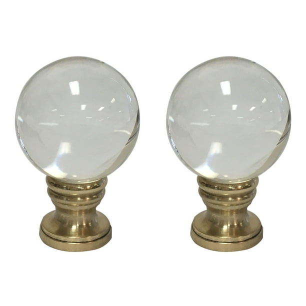 Royal Designs Clear Crystal Ball Lamp Finial with Polished Brass Base
