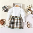 thumbnail image 3 of Okbabeha Toddler Girl Clothes Fall Baby Girls Outfits Ribbed Top Plaid Skirt 2piece Set Winter Long Sleeve Shirt Dress, 3 of 7
