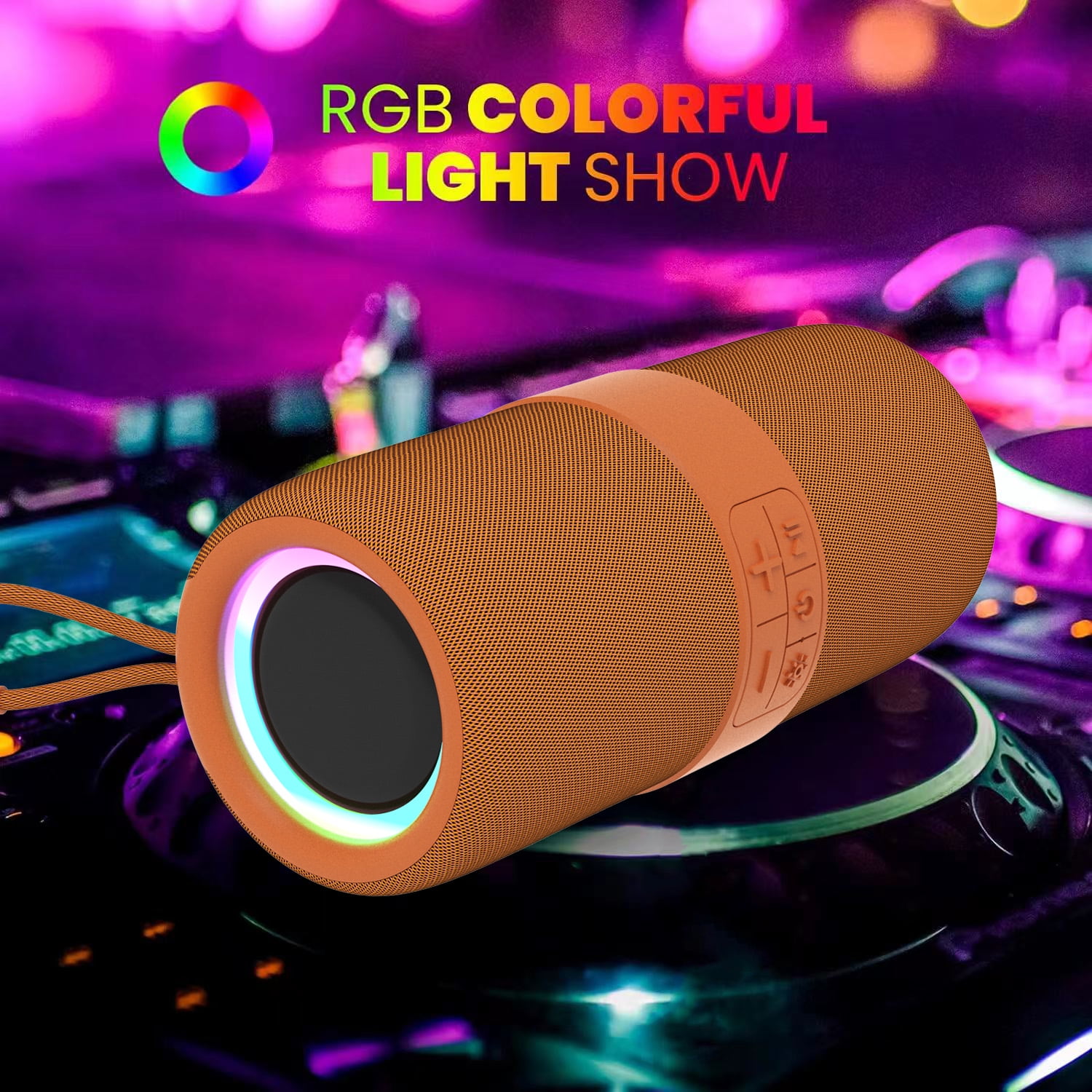 Dammyty LED Wireless Waterproof Bluetooth 5.0 Speaker, Portable Party Speaker with 7 Colorful Lights & 360 Dynamic Sound  (图3)