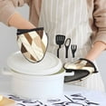 thumbnail image 6 of Non-Slip Mini Oven Mitts With Duck Beak Design Are Easy To Take Off And Wear And Easy To Hang For Oven Pot Tripod Barbecue Casserole Tan Geometric Lines_1 1 Pc, 6 of 7